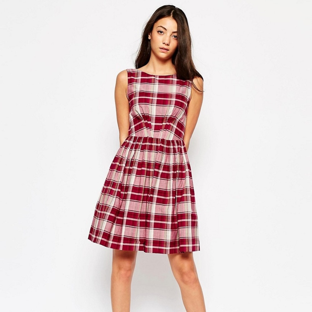 Emily & Fin Red Plaid Dress w/ Pockets!